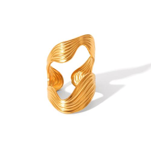 Anillos de Acero Inoxidable, acero inoxidable 304, chapado, Joyería & para mujer & hueco, dorado, Vendido por UD