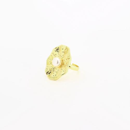 Messing Fingerring, mit Kunststoff, Modeschmuck & für Frau, goldfarben, 27x21x1mm, verkauft von PC
