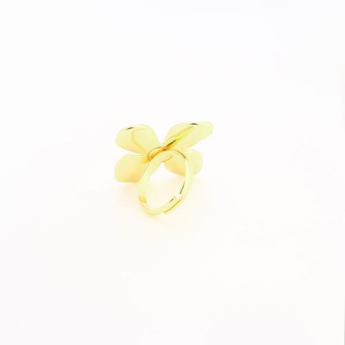 Messing Fingerring, mit Kunststoff, Blume, Modeschmuck & für Frau, goldfarben, 34x31x1mm, verkauft von PC