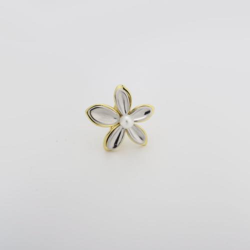 Messing Fingerring, mit Kunststoff, Blume, Modeschmuck & für Frau & zweifarbig, 31x31x2mm, verkauft von PC