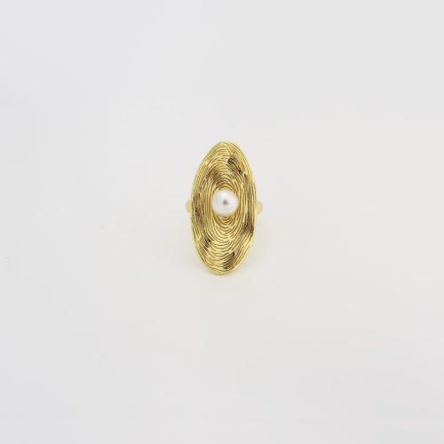 Messing Fingerring, mit Kunststoff, Modeschmuck & für Frau, goldfarben, 32x15x1mm, verkauft von PC