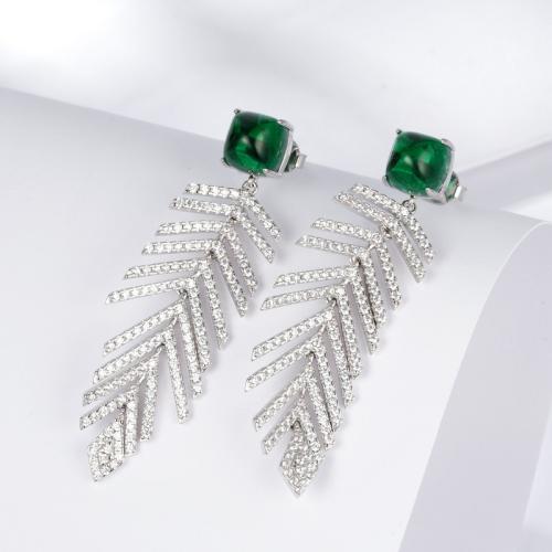 Argent sterling 925 Boucle d'oreille goutte, Plaqué de platine, différents matériaux pour le choix & pavé de micro zircon & pour femme Vendu par paire