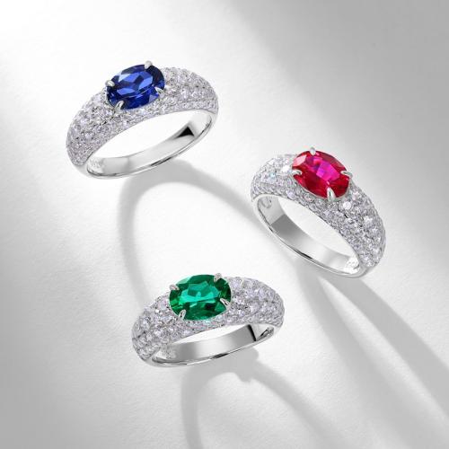 925 Sterling Silver Finger Ring, Oval, platinum plated  & micro pave cubic zirconia & for woman, US Ring .5 