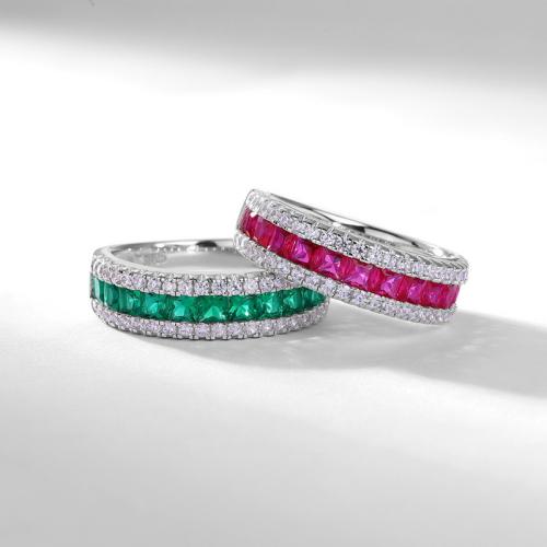 925 Sterling Silver Finger Ring, platinum plated & micro pave cubic zirconia & for woman US Ring 