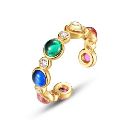 925 Sterling Silver Cuff Finger Ring, gold color plated, micro pave cubic zirconia & for woman, US Ring 