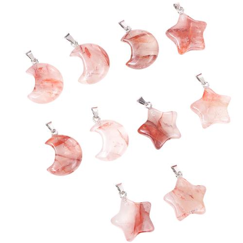 Pendentifs quartz naturel, quartz rubis, avec fer, Forme différente pour le choix & DIY, plus de couleurs à choisir Vendu par PC