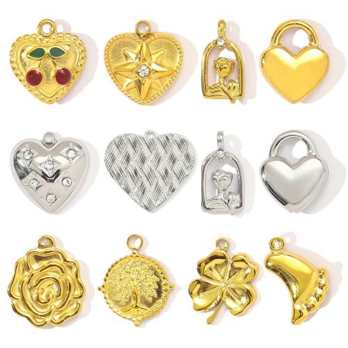 Pendentifs en acier inoxydable, Acier inoxydable 304, Placage ionique sous vide, Forme différente pour le choix & DIY & avec strass, plus de couleurs à choisir Vendu par sac