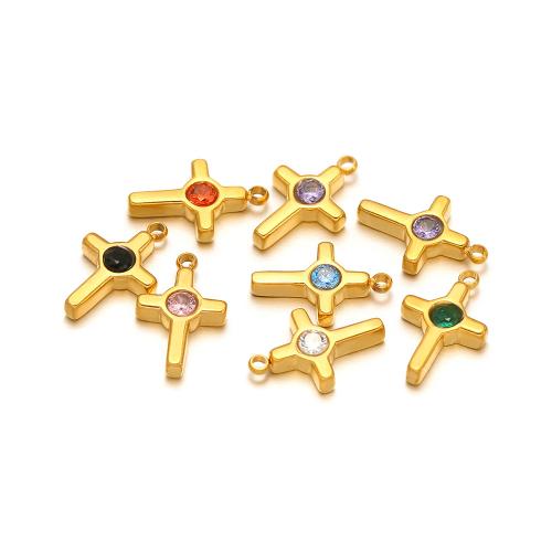 pendentifs En acier inoxydable de Croix , Acier inoxydable 304, Placage ionique sous vide, DIY & avec strass, plus de couleurs à choisir Environ 1.1mm Vendu par sac