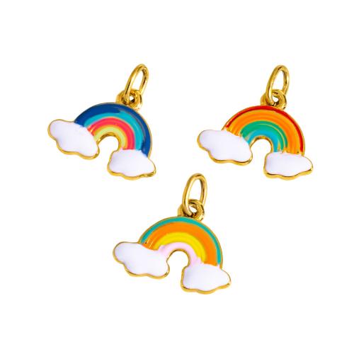 Pendentifs en acier inoxydable émail, Acier inoxydable 304, Arc en ciel, Placage ionique sous vide, DIY, plus de couleurs à choisir Vendu par sac