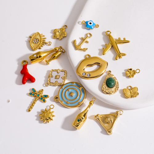 ステンレスのペンダント, 304ステンレススチール, とともに ジェムストーン, 真空イオンプレーティング, 選択のための異なる形状 & DIY & エナメル & ライン石のある, 無色, 10パソコン/バッグ, 売り手 バッグ