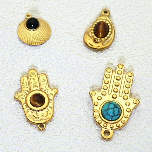 Pendentif bijoux de pierre gemme, Acier inoxydable 304, avec pierre gemme, Placage ionique sous vide, Forme différente pour le choix & DIY, plus de couleurs à choisir Vendu par sac