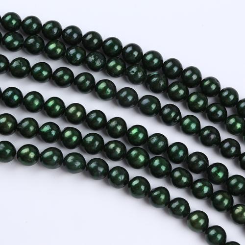 Perles de nacre rondes de culture d'eau douce, perle d'eau douce cultivée, teints & DIY, vert, About：9-11mm, Vendu par brin