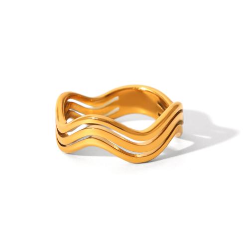 Anillos de Acero Inoxidable, acero inoxidable 304, 18K chapado en oro, Joyería & para mujer & hueco, Vendido por UD