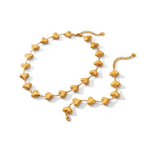 Conjuntos de joyería de acero inoxidable, acero inoxidable 304, Corazón, 18K chapado en oro, diferentes estilos para la opción & para mujer, Vendido por UD