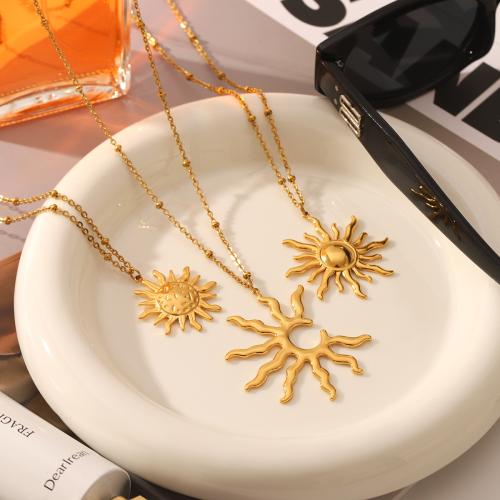 Collar de Acero Inoxidable, acero inoxidable 304, con 10cm extender cadena, chapado, Joyería & diferentes estilos para la opción & para mujer, dorado, longitud:45 cm, Vendido por UD