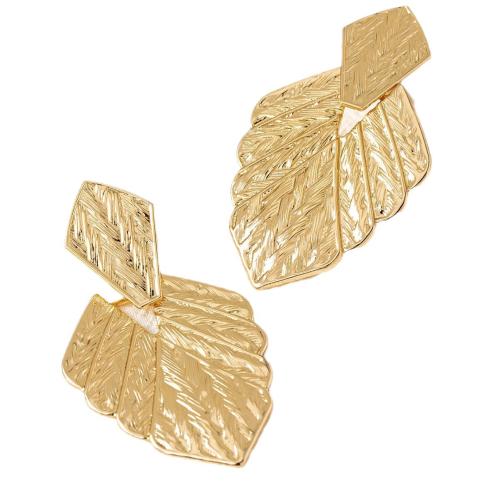Zinc Alloy Drop Earring, Leaf, plated, fashion jewelry & for woman, golden 