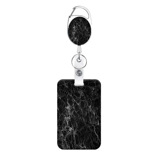 Porte-cartes avec cordon, plastique, rectangle, unisexe & rétractable, noire Vendu par PC