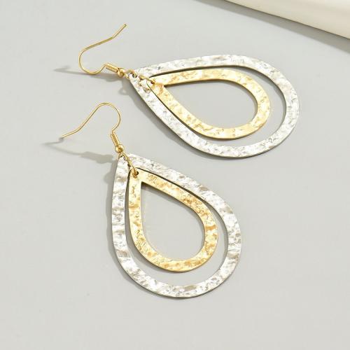 Zinc Alloy Drop Earring, Teardrop, for woman & two tone & hollow 