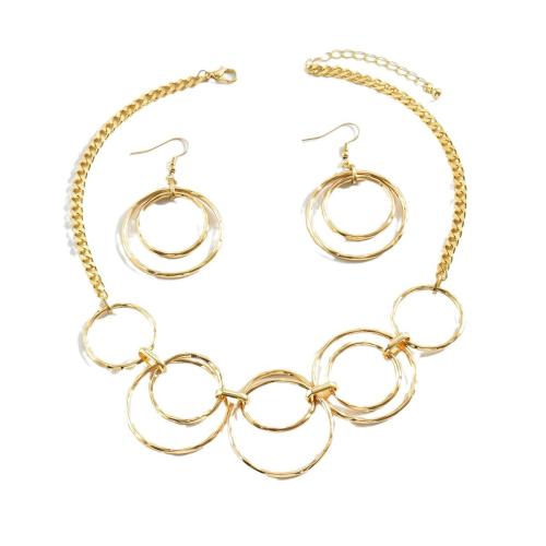 Conjuntos de joyería de acero inoxidable, acero inoxidable 304, pendiente & collar, 2 piezas & para mujer & hueco, dorado, Vendido por Set