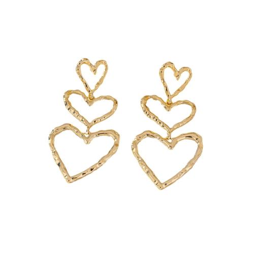 Zinc Alloy Drop Earring, Heart, fashion jewelry & for woman & hollow, golden 