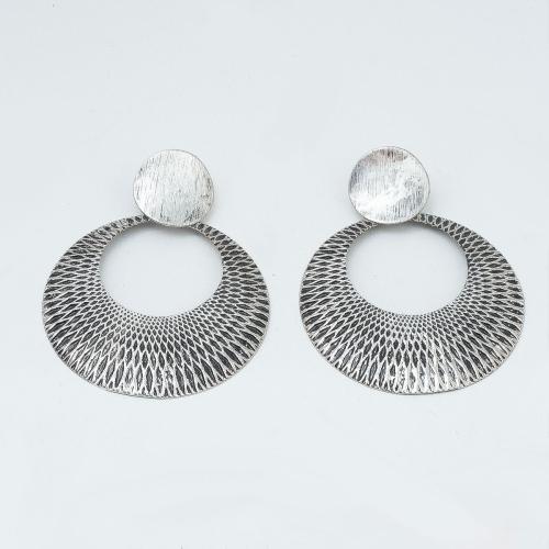 Zinc Alloy Drop Earring, Round, fashion jewelry & for woman & hollow 