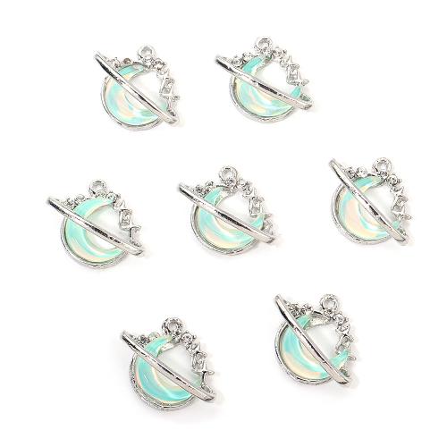 Resina colgantes de la aleación de Zinc, con resina, Luna, chapado en color de plata, Bricolaje & con diamantes de imitación, más colores para la opción, 14x16mm, Vendido por UD