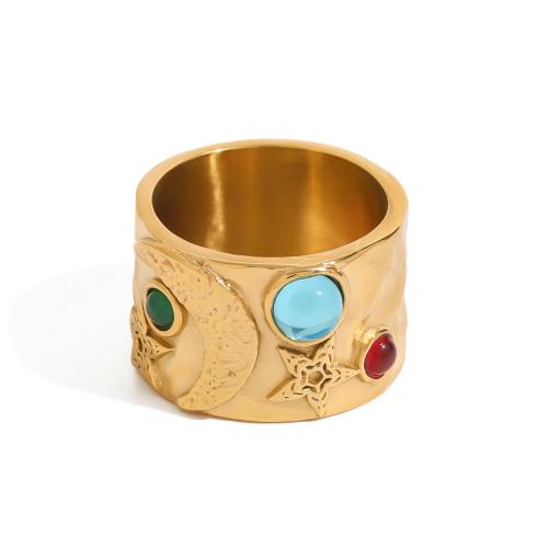 Anillos de Acero Inoxidable, acero inoxidable 304, con resina, 18K chapado en oro, Joyería & para mujer, Vendido por UD