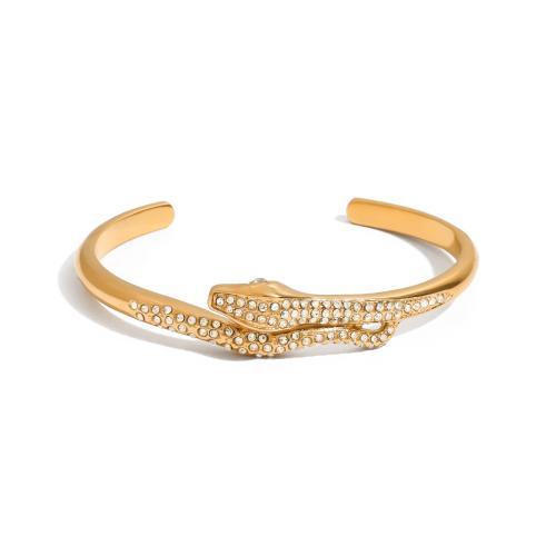 Bracelet en acier inoxydable, Acier inoxydable 304, Plaqué or 18K, styles différents pour le choix & pour femme & avec strass, Vendu par PC[