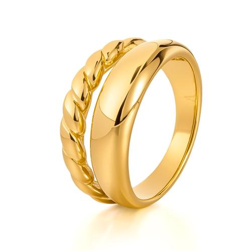 Anillos de Acero Inoxidable, acero inoxidable 304, chapado, Doble capa & diverso tamaño para la opción & para mujer, dorado, Vendido por UD