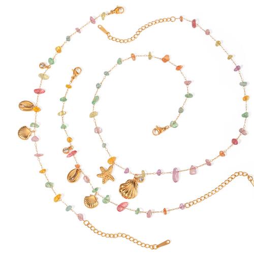 ステンレス鋼のジュエリーネックレス, 304ステンレススチール, とともに 石, とともに 5cm エクステンダチェーン, 18Kゴールドメッキ, ファッションジュエリー & 女性用 & ライン石のある, 彩色, 長さ:40 センチ, 売り手 パソコン