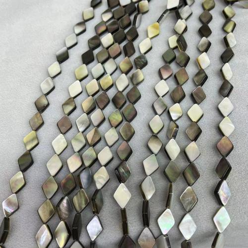 Perlas De Concha Del Labio Negro, Nácar Negra, Rombo, Bricolaje & diverso tamaño para la opción, Negro, Vendido por Sarta