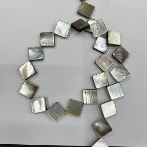 Perlas De Concha Del Labio Negro, Nácar Negra, Rombo, Tallado, Bricolaje & diverso tamaño para la opción, Negro, 6PCs/Sarta, Vendido por Sarta