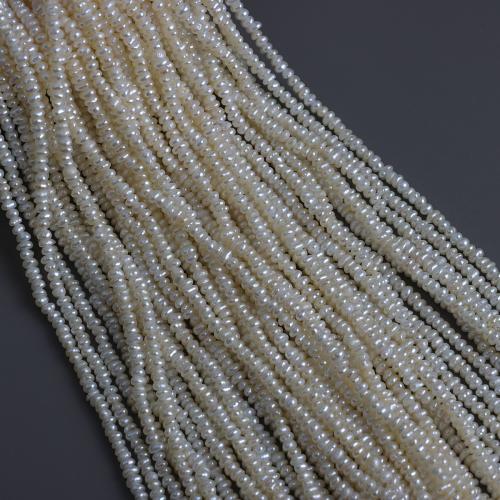 Perles nacres baroques de culture d'eau douce , perle d'eau douce cultivée, Plat rond, DIY, blanc, About：2.5-3mm cm, Vendu par brin