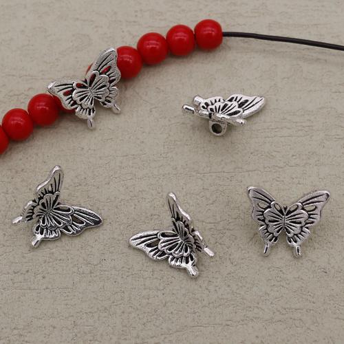 Perles animaux en alliage de zinc, papillon, Placage de couleur argentée, DIY, argent Environ 2mm, Vendu par PC
