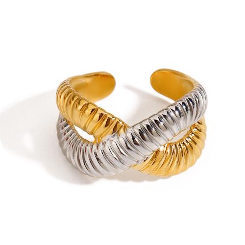 Anillos de Acero Inoxidable, acero inoxidable 304, chapado, para mujer & 2-tono & hueco, Vendido por UD