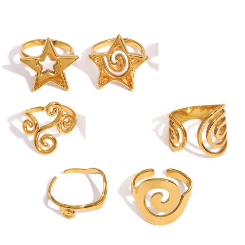 Anillos de Acero Inoxidable, acero inoxidable 304, chapado, diferentes estilos para la opción & para mujer & hueco, dorado, Vendido por UD