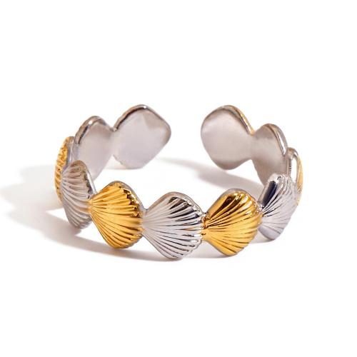 Anillos de Acero Inoxidable, acero inoxidable 304, Nácar, chapado, Joyería & para mujer & 2-tono, Vendido por UD
