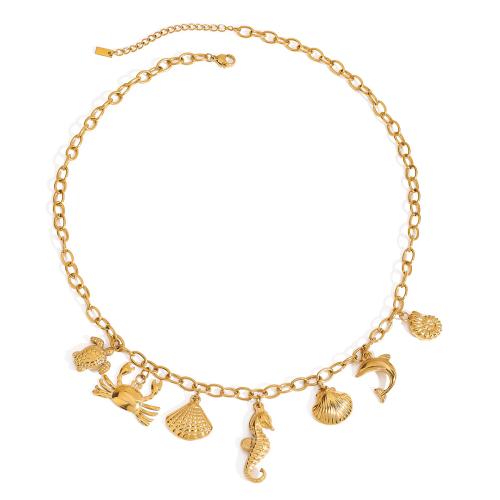 ステンレス鋼のジュエリーネックレス, 304ステンレススチール, とともに 1.96 Inch エクステンダチェーン, メッキ, ファッションジュエリー & 女性用, 金色, 長さ:17.71 インチ, 売り手 パソコン