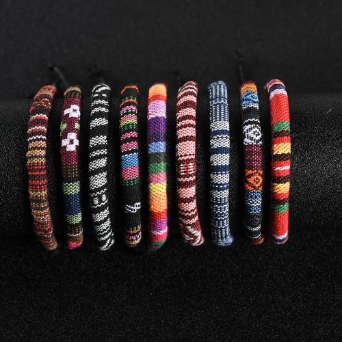 Tissu en coton bracelet, fait à la main, style folk & unisexe, Couleur aléatoire Environ 7 pouce, Vendu par PC