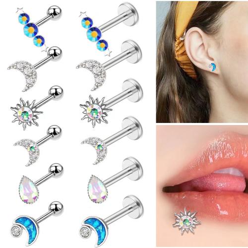 Brass Dermal Anchor, Unisex & micro pave cubic zirconia 