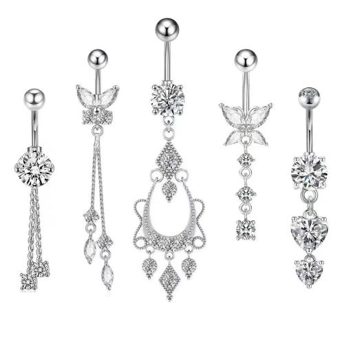 Messing Bauchnabelpiercing, plattiert, unisex & verschiedene Stile für Wahl & Micro pave Zirkonia, verkauft von PC[