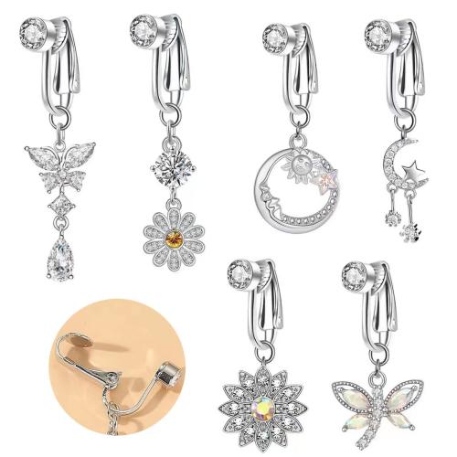 Messing Bauchnabelpiercing, plattiert, unisex & verschiedene Stile für Wahl & Micro pave Zirkonia, verkauft von PC[