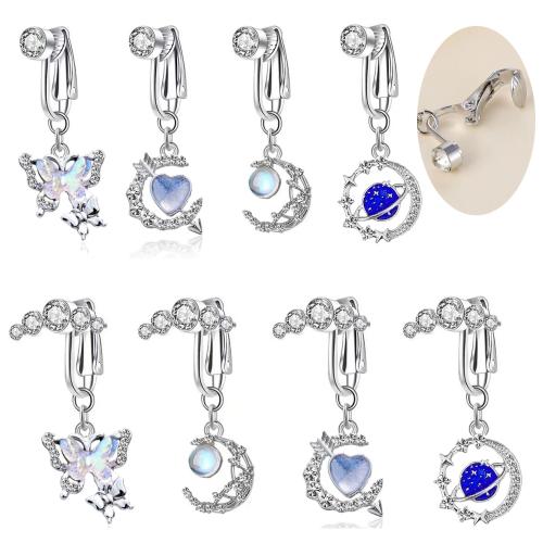 alliage de zinc anneau de ventre, avec laiton, Placage, unisexe & styles différents pour le choix & avec strass, Vendu par PC