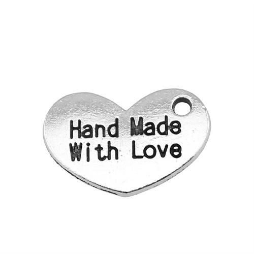 Colgantes de Aleación de Zinc en Forma de Corazón, chapado en color de plata antigua, Bricolaje, 15x10mm, aproximado 100PCs/Bolsa, Vendido por Bolsa