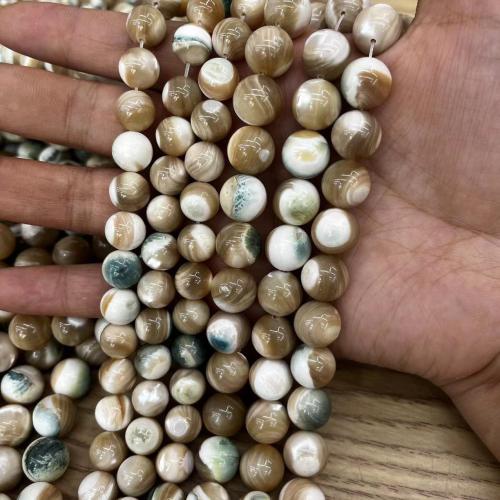 Природные стеклянные бусы, Ракушка, Круглая, DIY & разный размер для выбора, зеленый, продается Strand