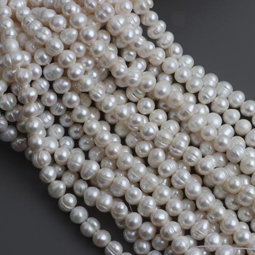 Perle comme Pommes de terre perles d'eau douce, perle d'eau douce cultivée, pomme de terre, DIY, blanc, About：7-8mm cm, Vendu par brin