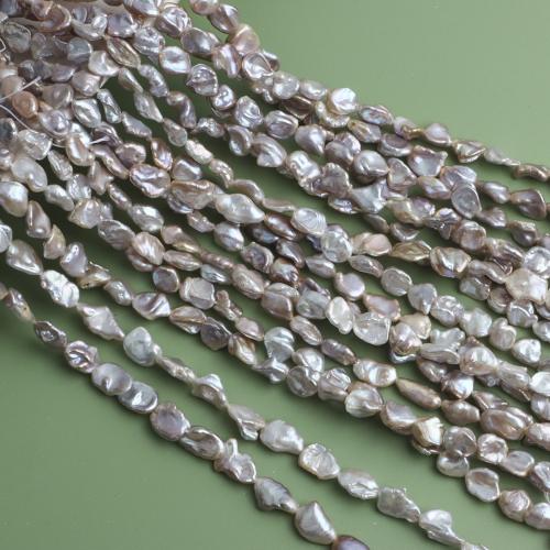 Petites perles cultivées en eau douce, perle d'eau douce cultivée, Plat rond, DIY, violet clair, About：7-8mm, Vendu par brin