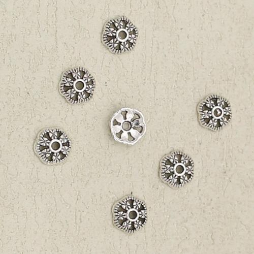 Perles en alliage zinc, alliage de zinc, fleur, Placage de couleur argentée, DIY, argent, 7mm Environ 1mm, Vendu par PC