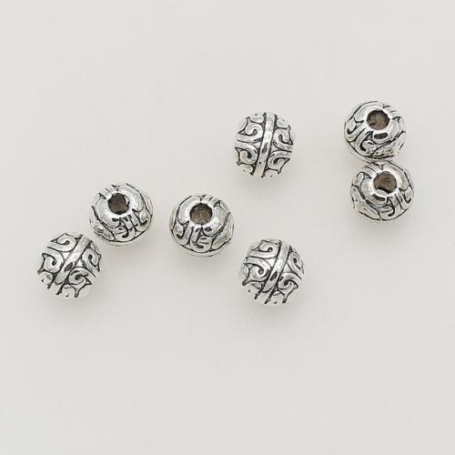 Zinklegierung Schmuckperlen, rund, silberfarben plattiert, DIY, Silberfarbe, 7mm, Bohrung:ca. 2mm, verkauft von PC