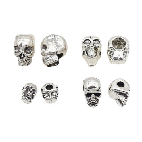Zinklegierung Schmuckperlen, Schädel, silberfarben plattiert, DIY & verschiedene Größen vorhanden, Silberfarbe, verkauft von PC